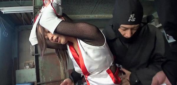  Ninjas torture the poor girl with a sex toy and finger tease